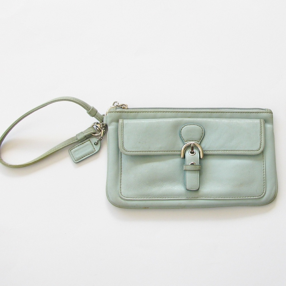 Coach Aqua Leather Wristlet Wallet
